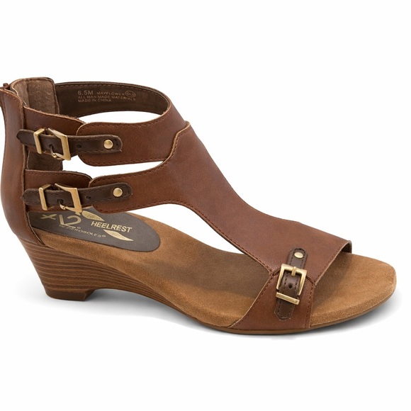 Aerosoles Mayflower Gladiator Wedge Sandals Brown Size 6.5 NEW No Tags - Picture 2 of 6